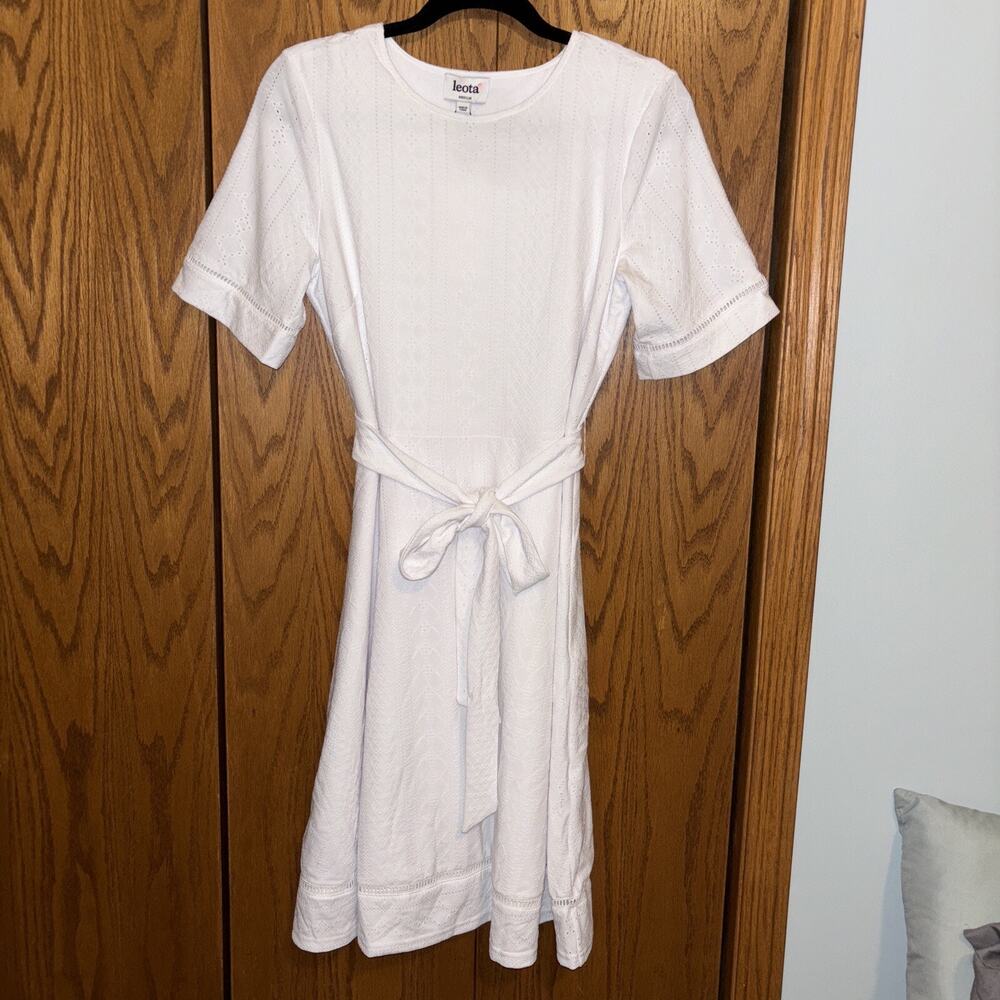 Leota Women's Genesis Eyelet Jersey Dress White Size Medium Beach Summer